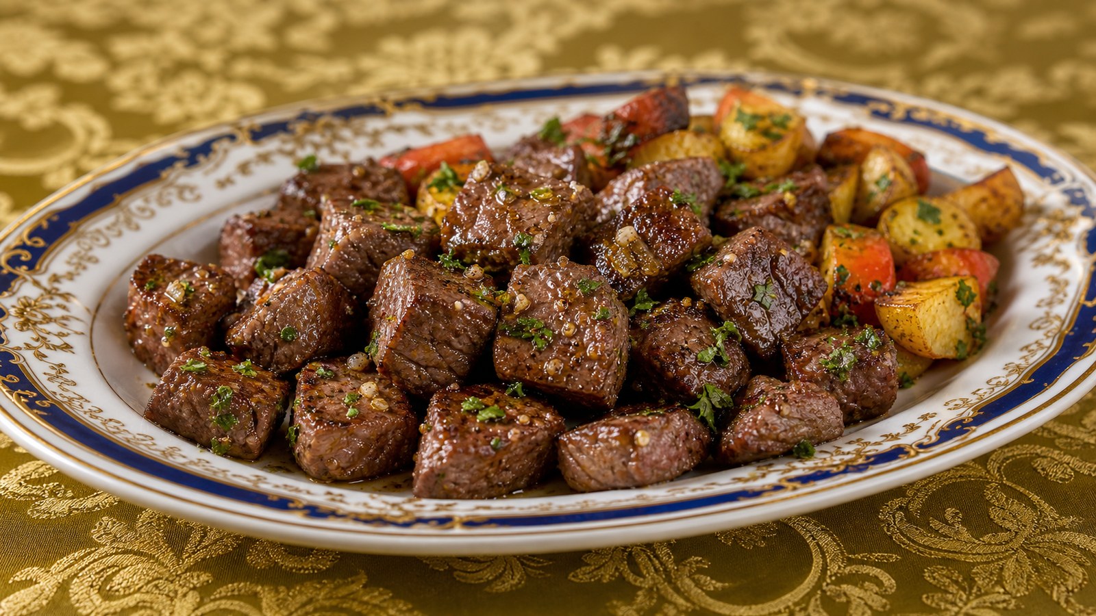 Air Fryer Steak Bites finished and ready to serve