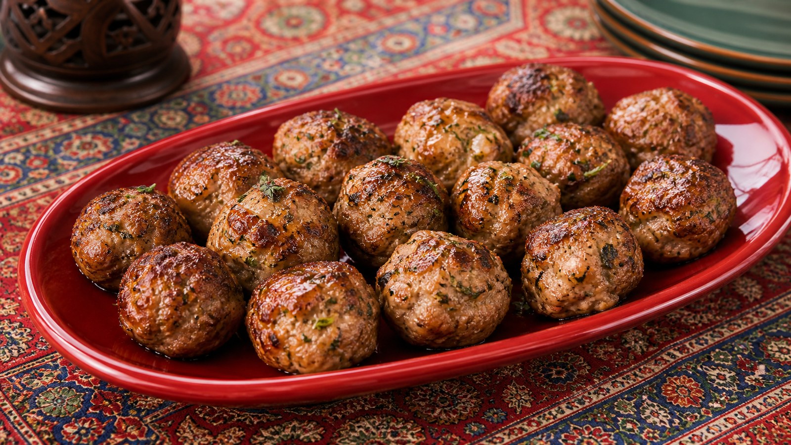 Air Fryer Turkey Meatballs finished and ready to serve