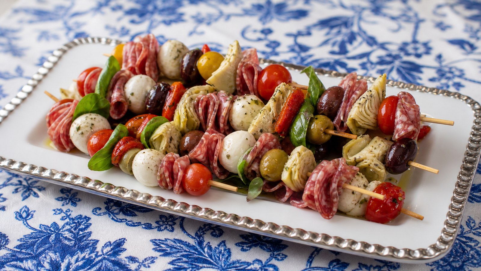 Antipasto Skewers finished and ready to serve