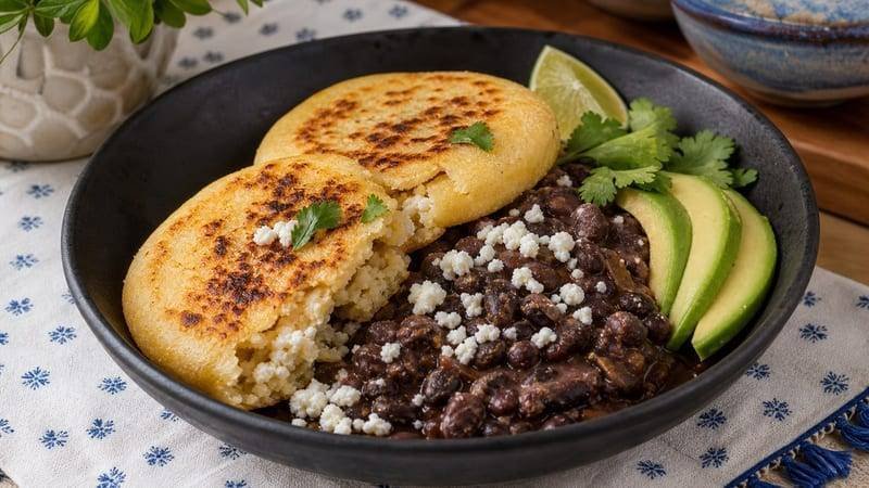 Arepas with Black Beans