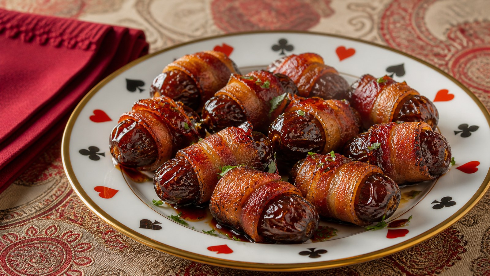 Bacon Wrapped Dates finished and ready to serve