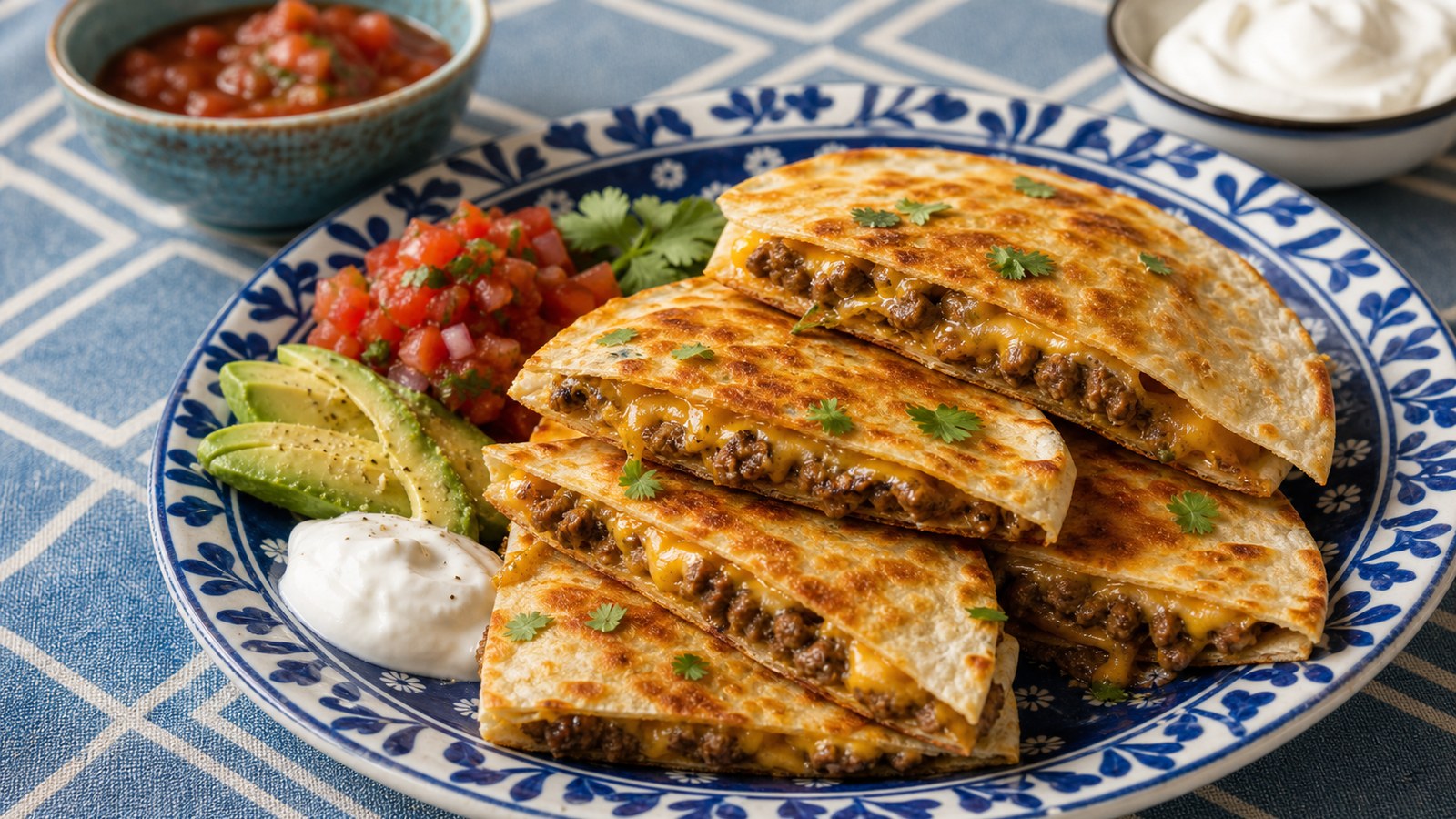 Beef Quesadilla Stack finished and ready to serve