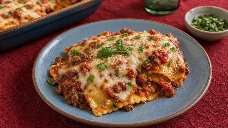 Beefy Baked Ravioli