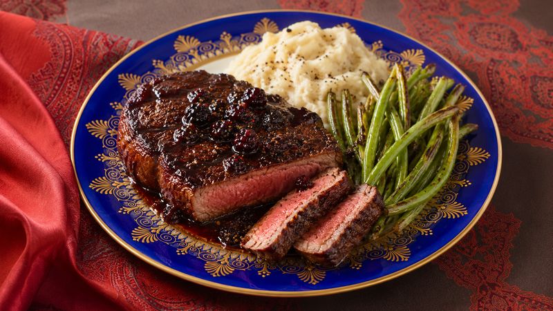 Blackberry Bourbon Ribeye with Cracked Pepper
