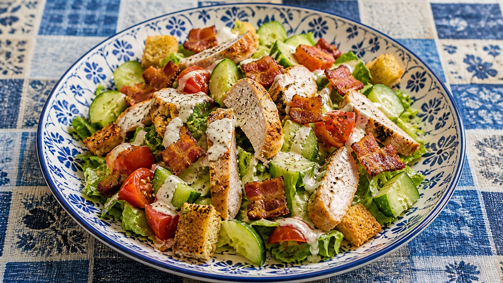BLT Chicken Salad Bowls finished and ready to serve