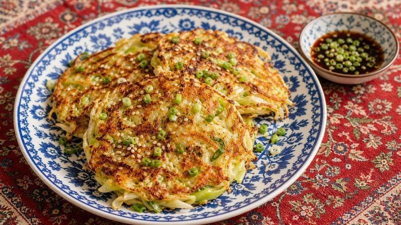 Cabbage Pancakes with Scallions