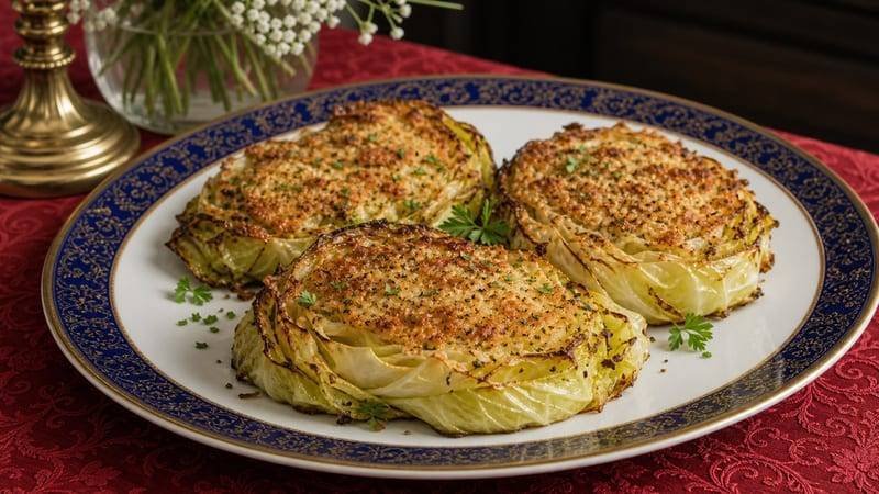 Cabbage Steaks with Parmesan Crust