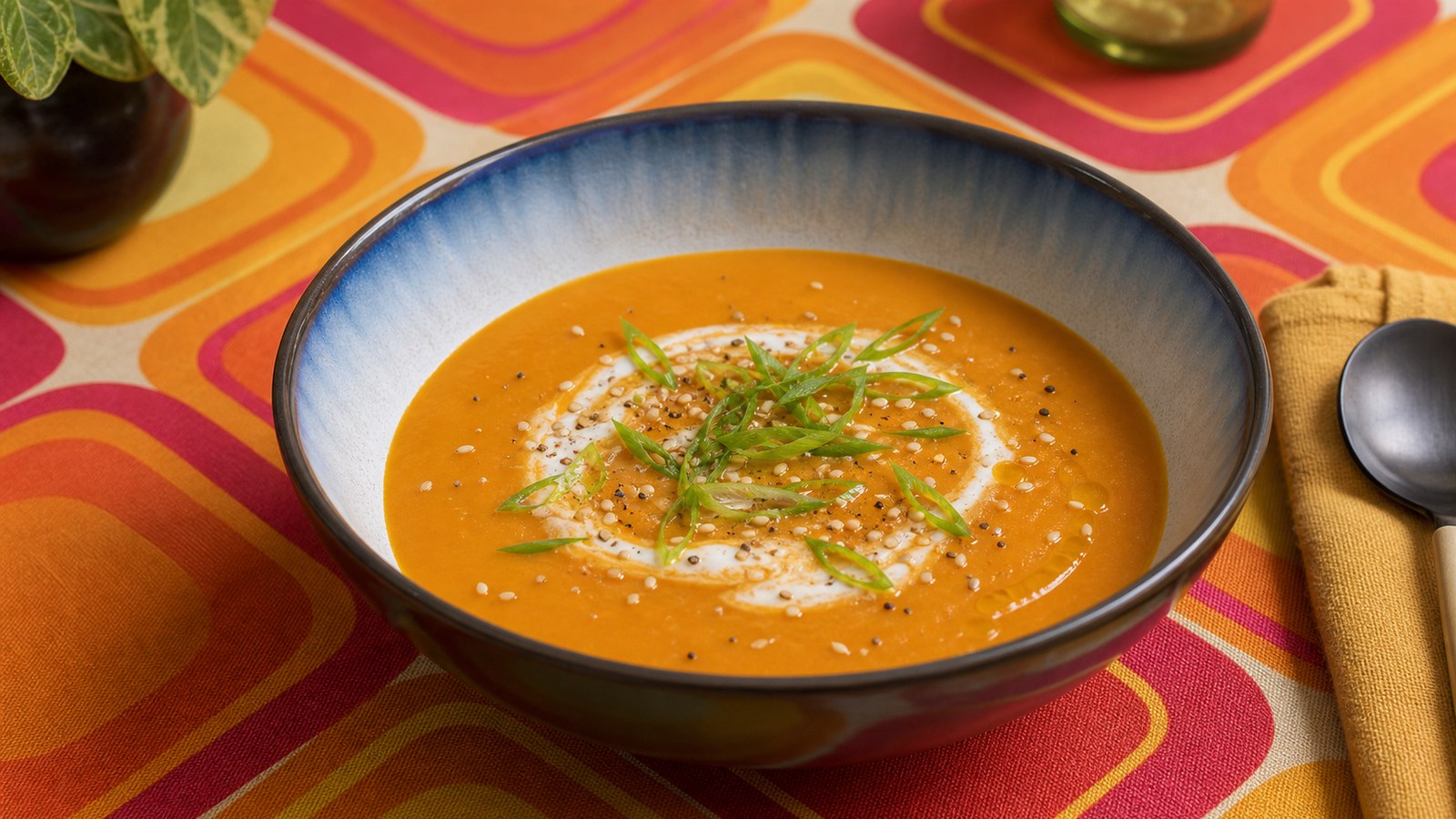 Carrot Ginger Soup finished and ready to serve