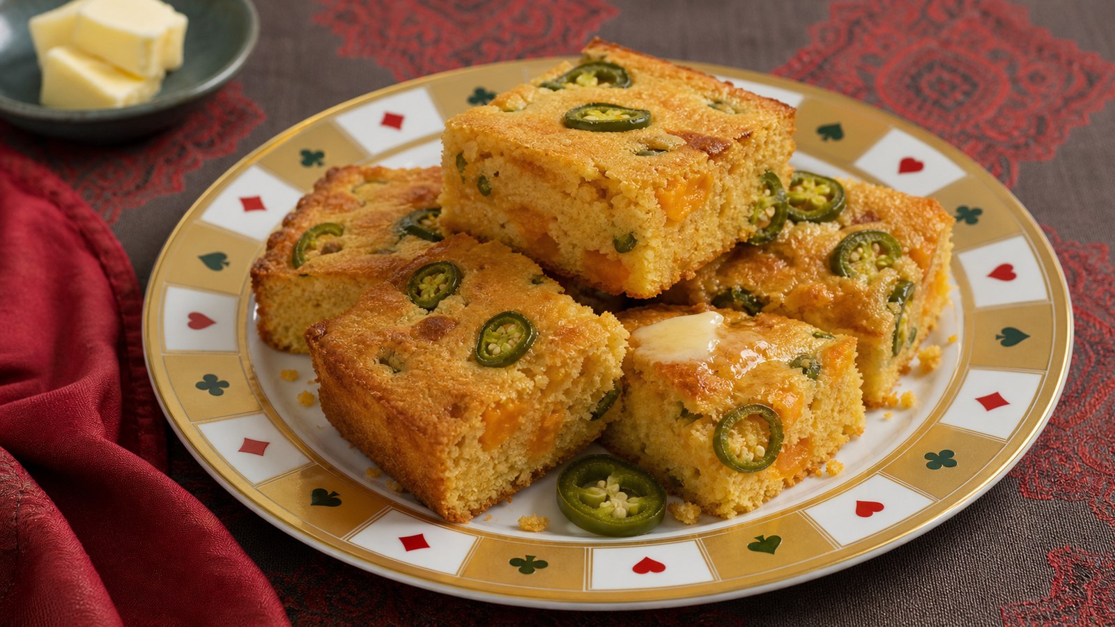 Cheddar Jalapeno Cornbread finished and ready to serve