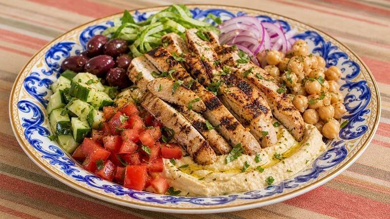 Chicken Hummus Power Bowls
