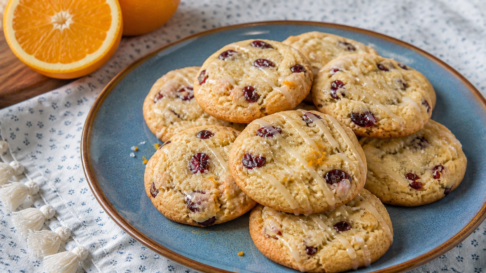 Cranberry Orange Cookies finished and ready to serve