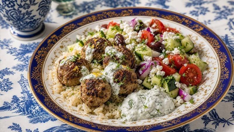 Greek Turkey Meatball Bowls