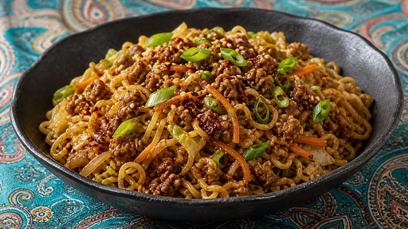Ground Beef Ramen Stir Fry