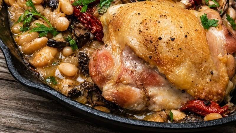 Skillet Chicken and White Beans