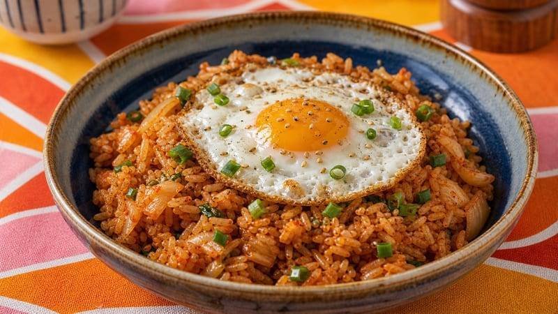 Kimchi Fried Rice with Crispy Egg