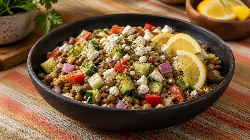 Lentil Feta Lunch Bowls