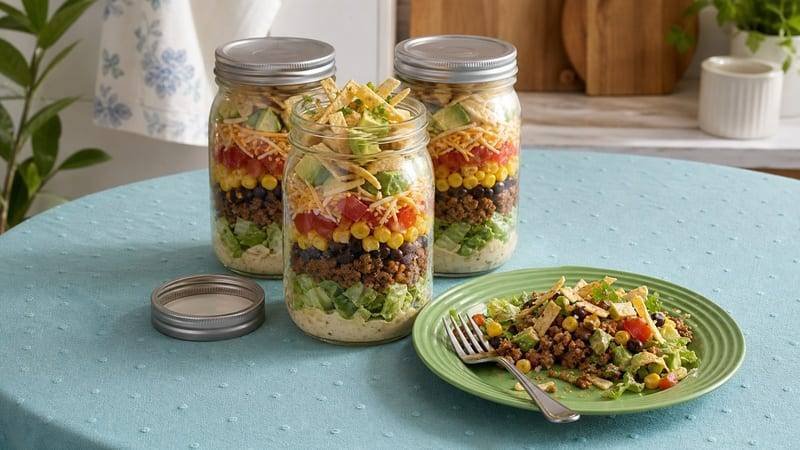 Mason Jar Taco Salads