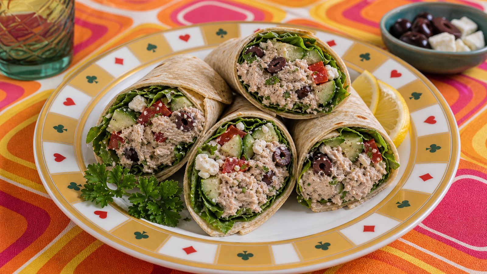 Mediterranean Tuna Wraps finished and ready to serve