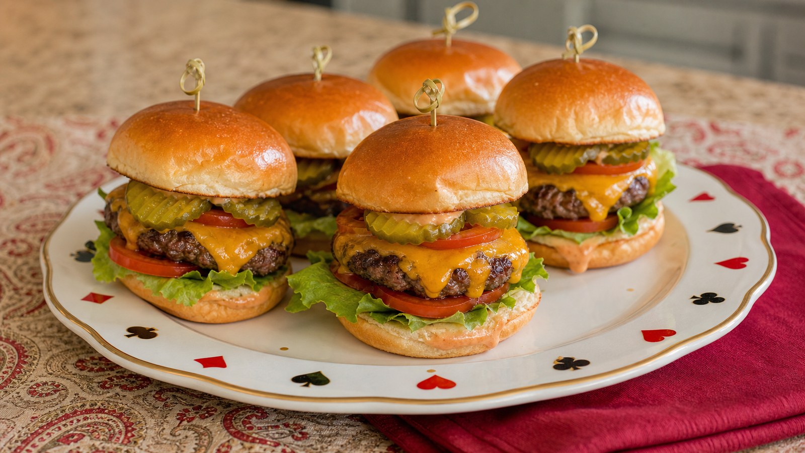 Mini Cheeseburger Sliders finished and ready to serve