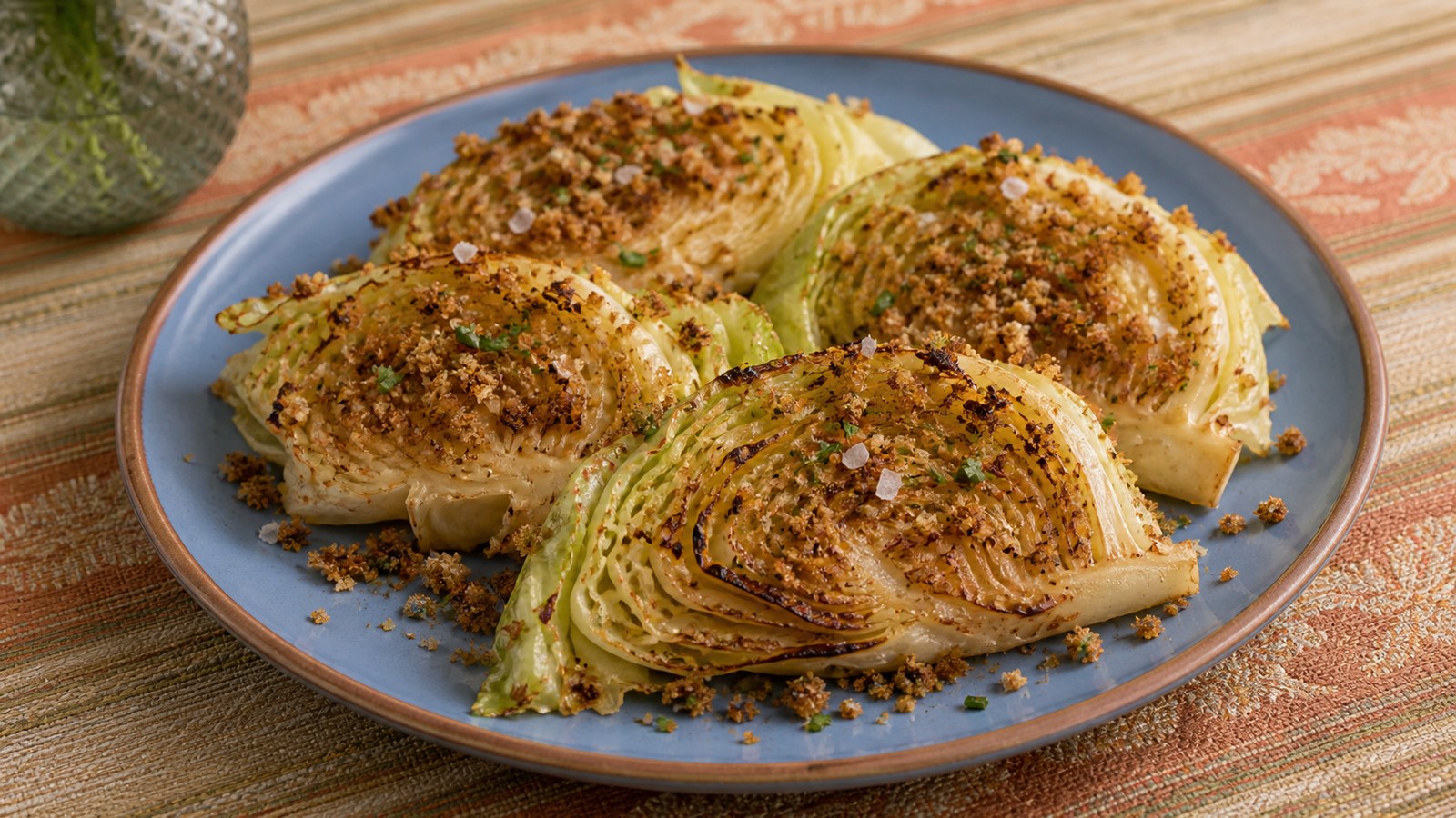 Roasted Cabbage with Brown Butter Breadcrumbs finished and ready to serve