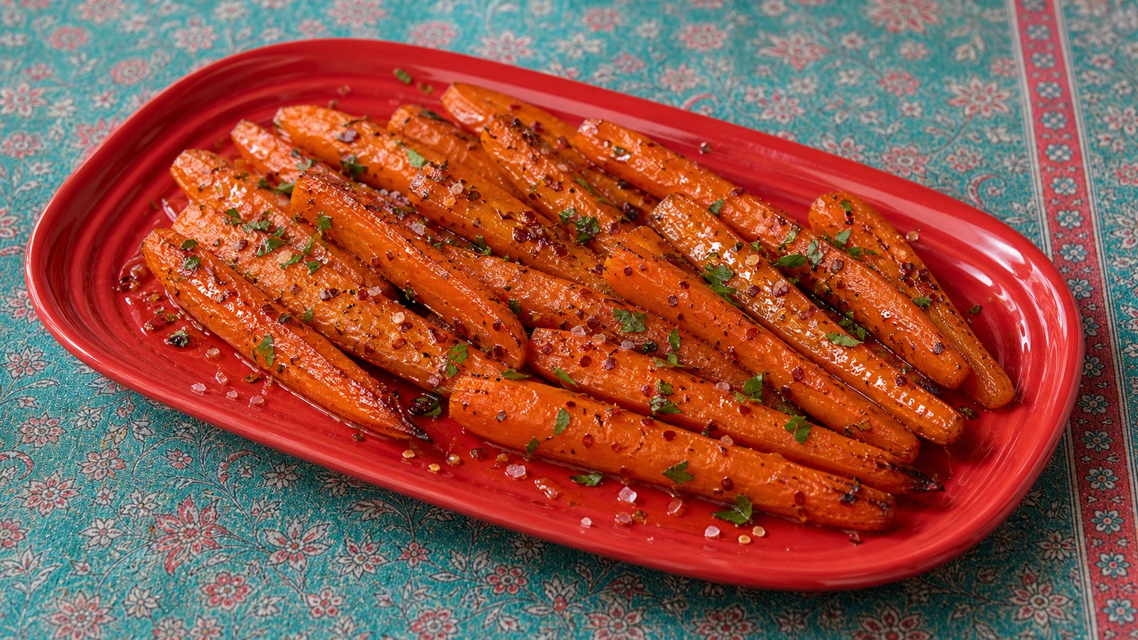 Roasted Carrots with Hot Honey finished and ready to serve