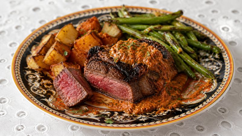Roasted Red Pepper Romesco Filet Mignon