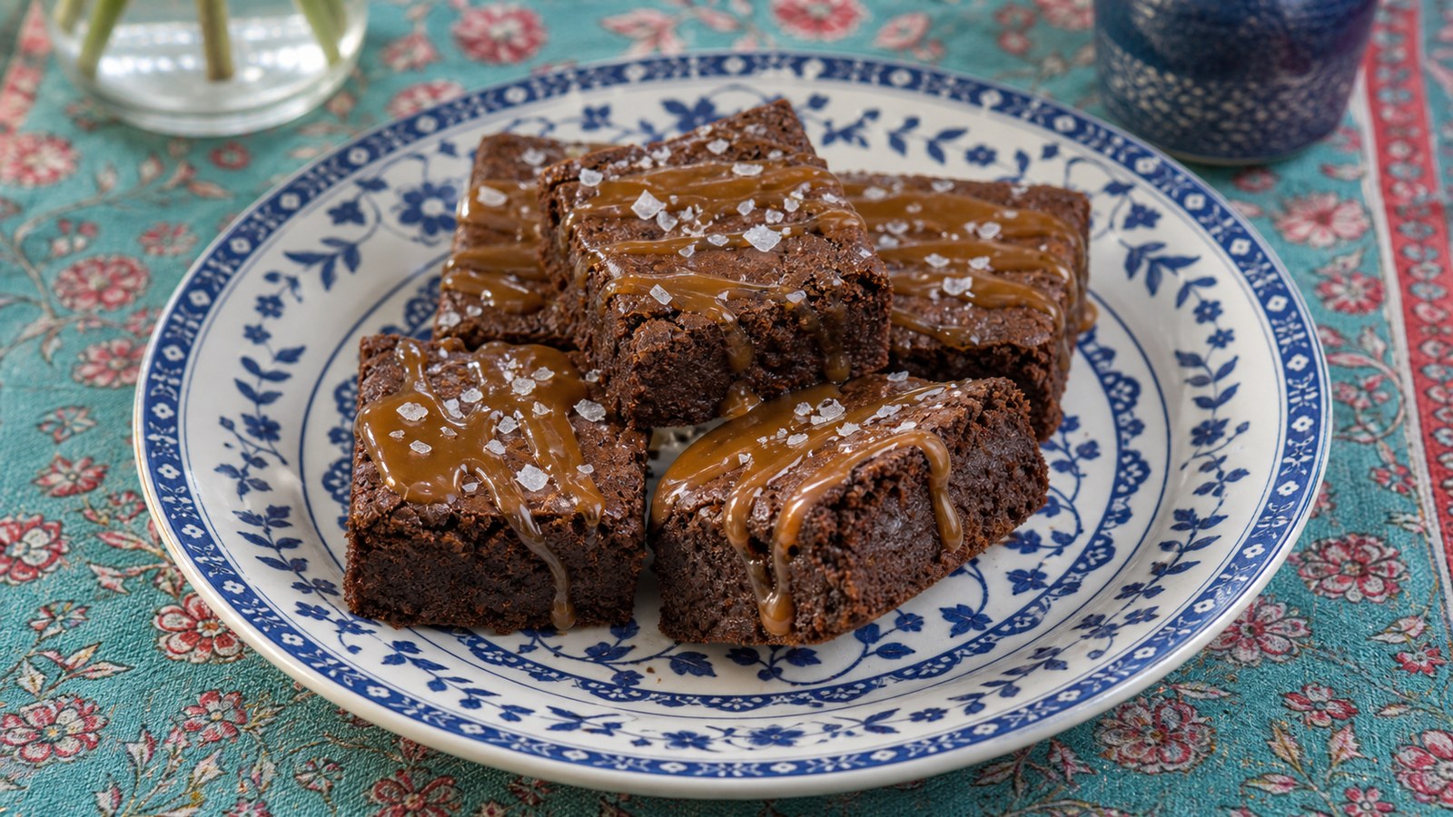 Salted Caramel Brownies finished and ready to serve