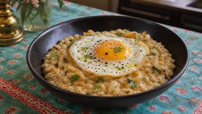 Savory Oatmeal with Fried Egg