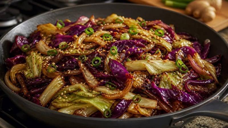 Sesame Ginger Cabbage Stir Fry