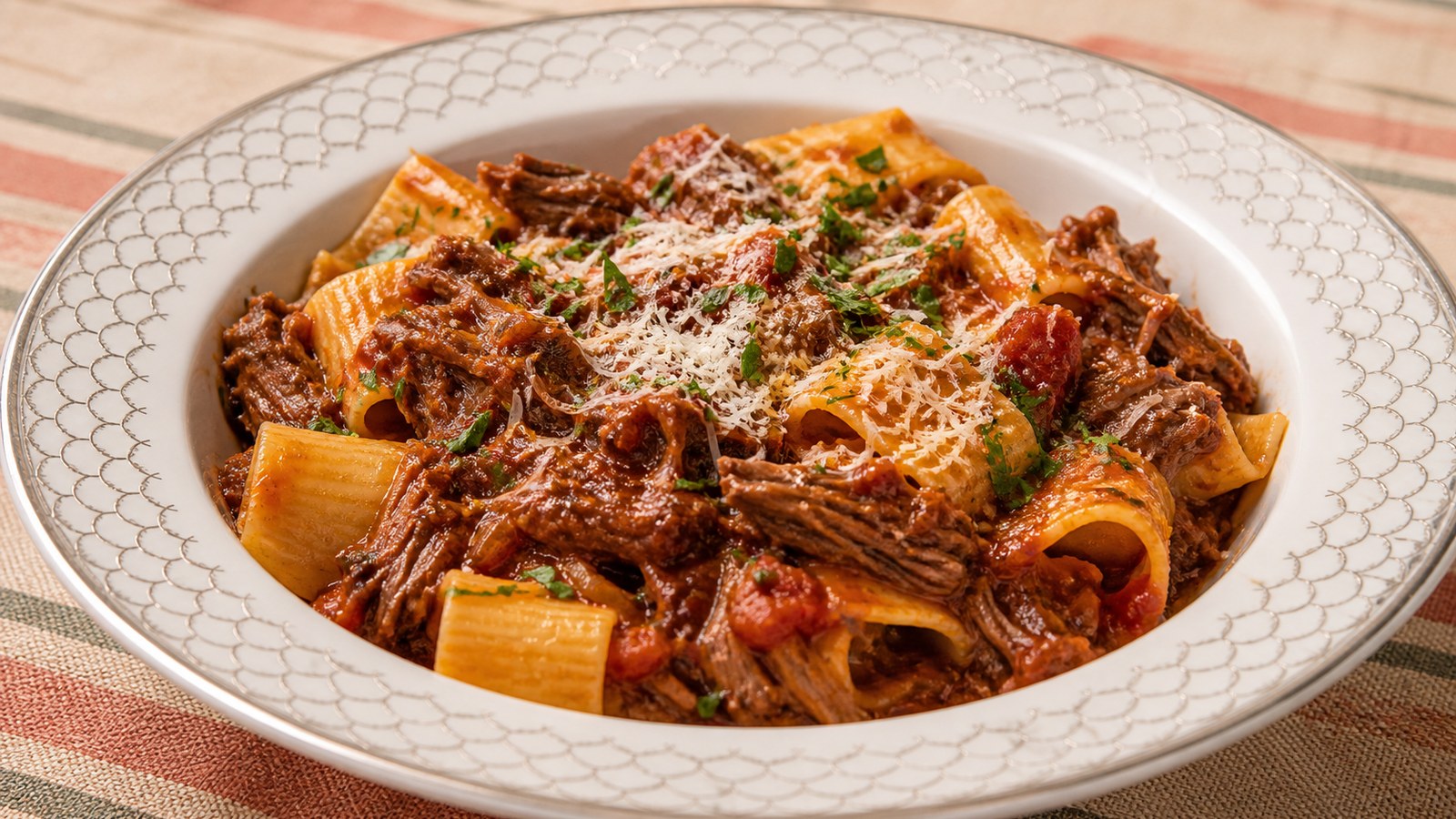 Slow Cooker Beef Ragu finished and ready to serve