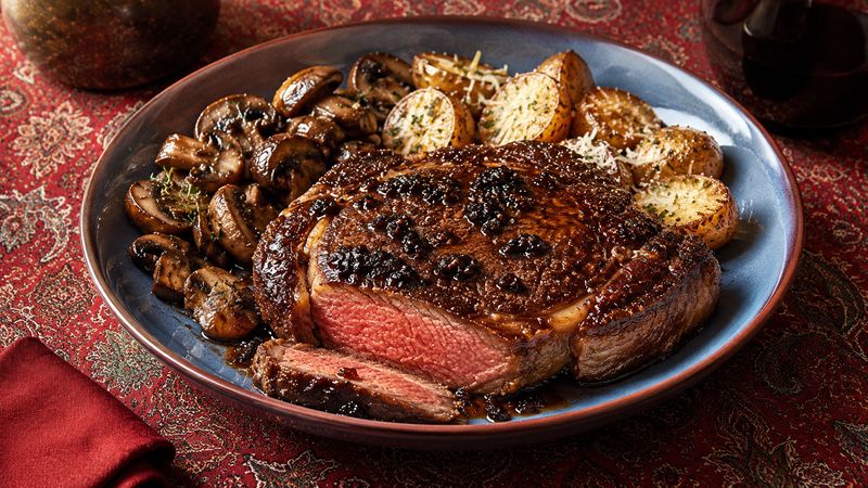 Smoked Maple Espresso Ribeye finished and ready to serve