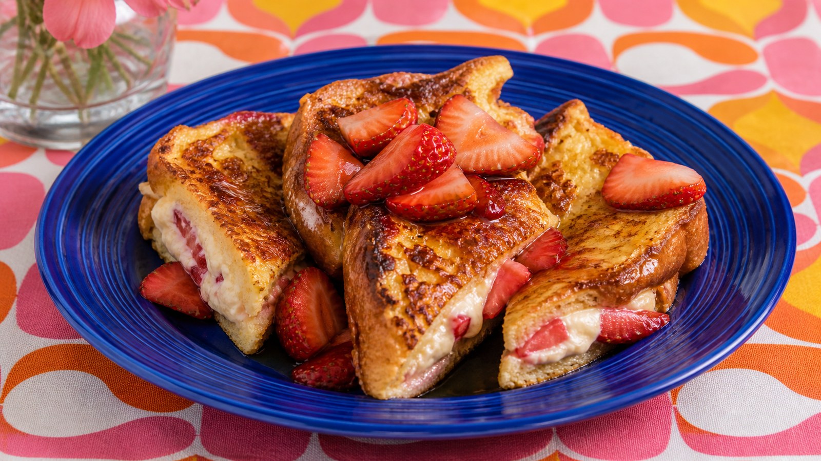 Strawberry Cream Cheese French Toast finished and ready to serve