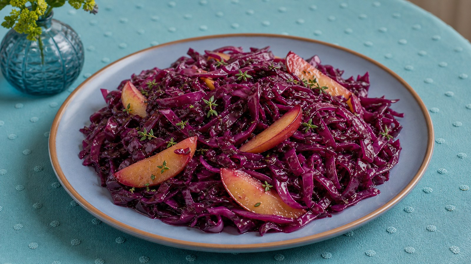 Sweet and Sour Braised Red Cabbage finished and ready to serve