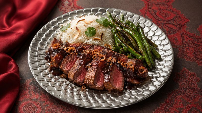 Tamarind Date Hanger Steak with Crispy Shallots