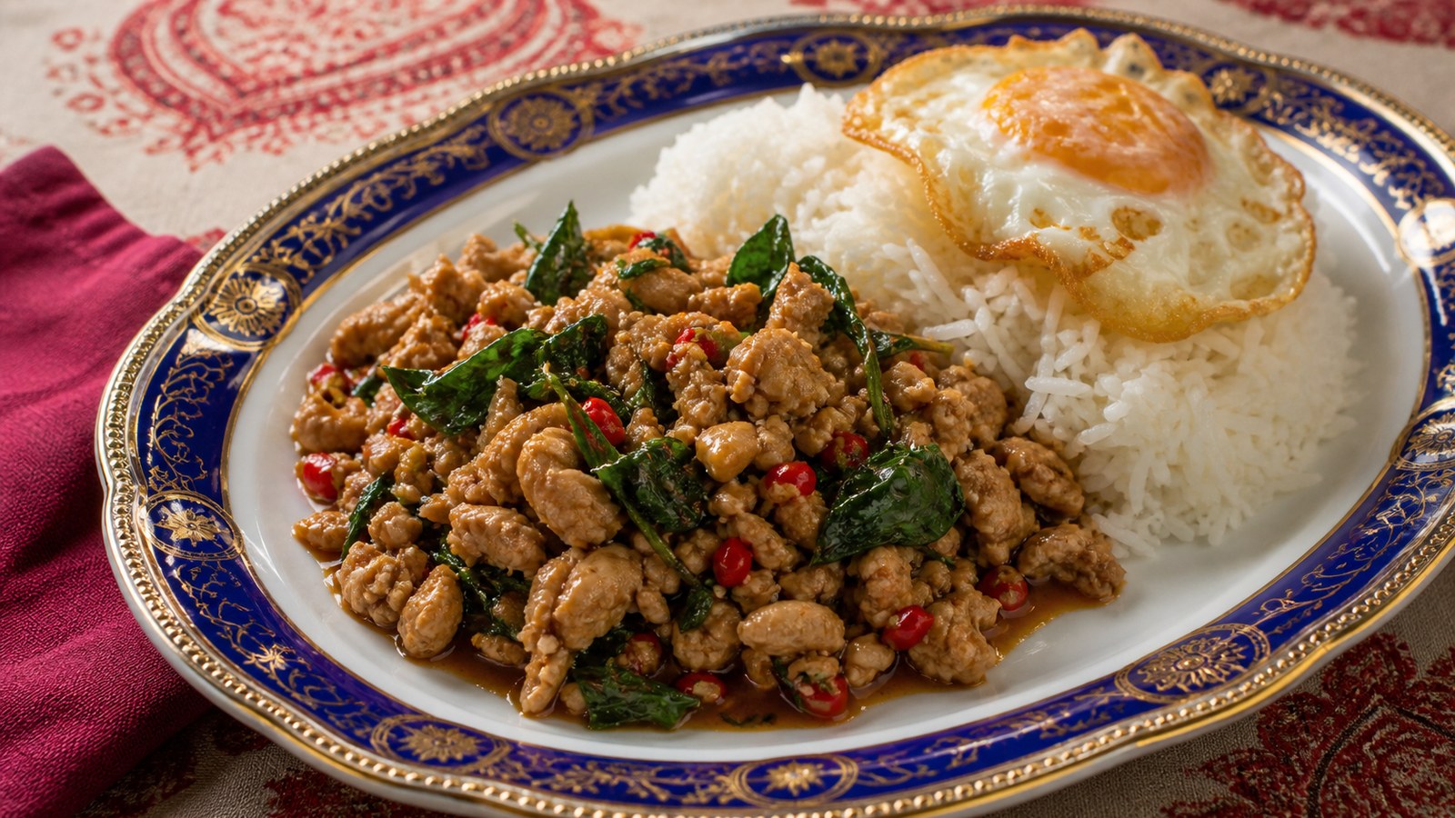 Thai Basil Chicken finished and ready to serve